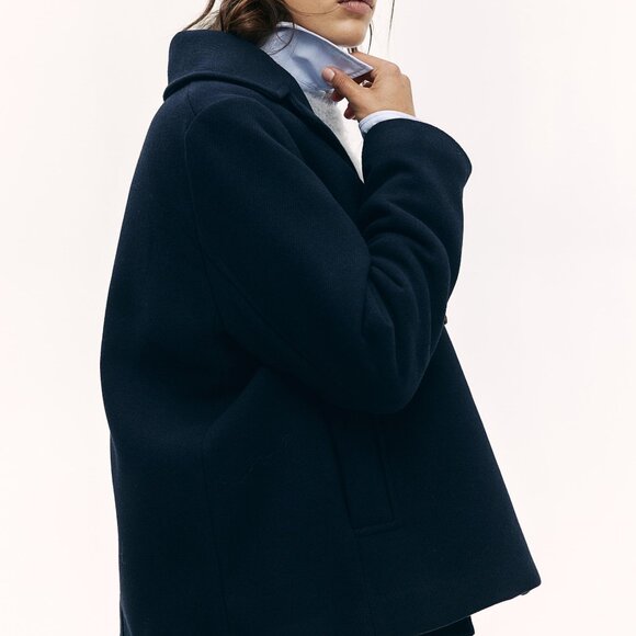 (NWT) H&M - navy blue short pea coat (XL) - Picture 4 of 7